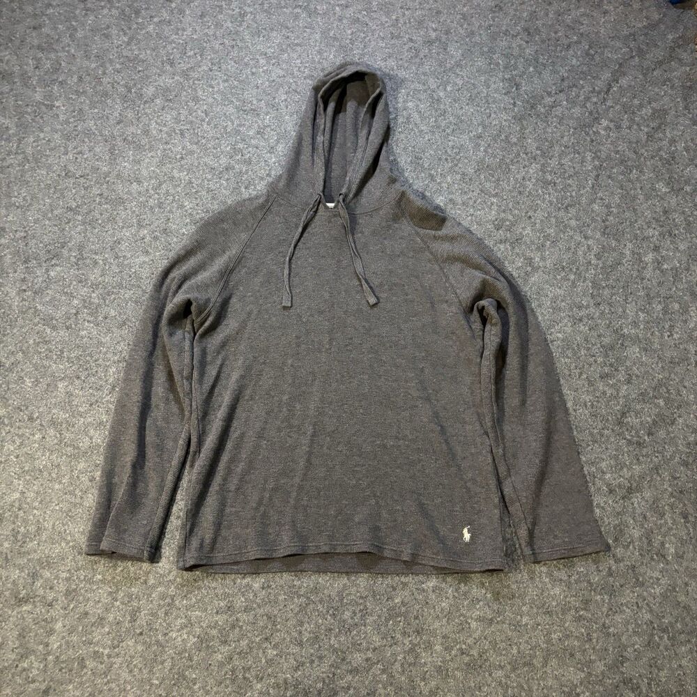 Polo Ralph Lauren Hooded Long Sleeve Waffle Knit Men’s Medium Gray